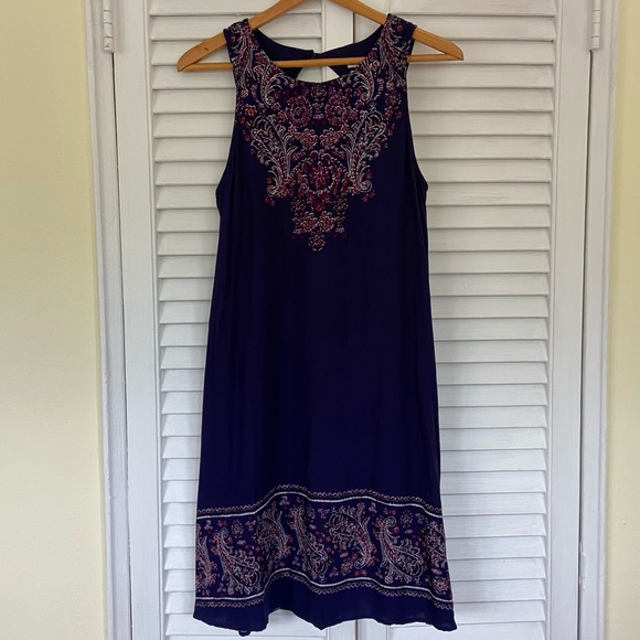 {Xhilaration} Navy Blue & Purple Dress - Medium - Picture 2 of 6